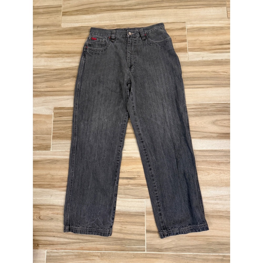 Platinum FUBU Baggy Jeans Mens 34x34 Faded Black Denim Wide Leg Streetwear Y2K